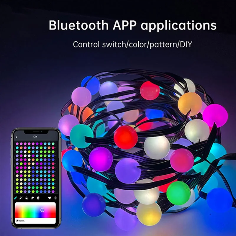 A07F-Smart LED RGB String Light Outdoor Decoration DIY Home Decor String Lights Lamp Waterproof Night Light Camping Light