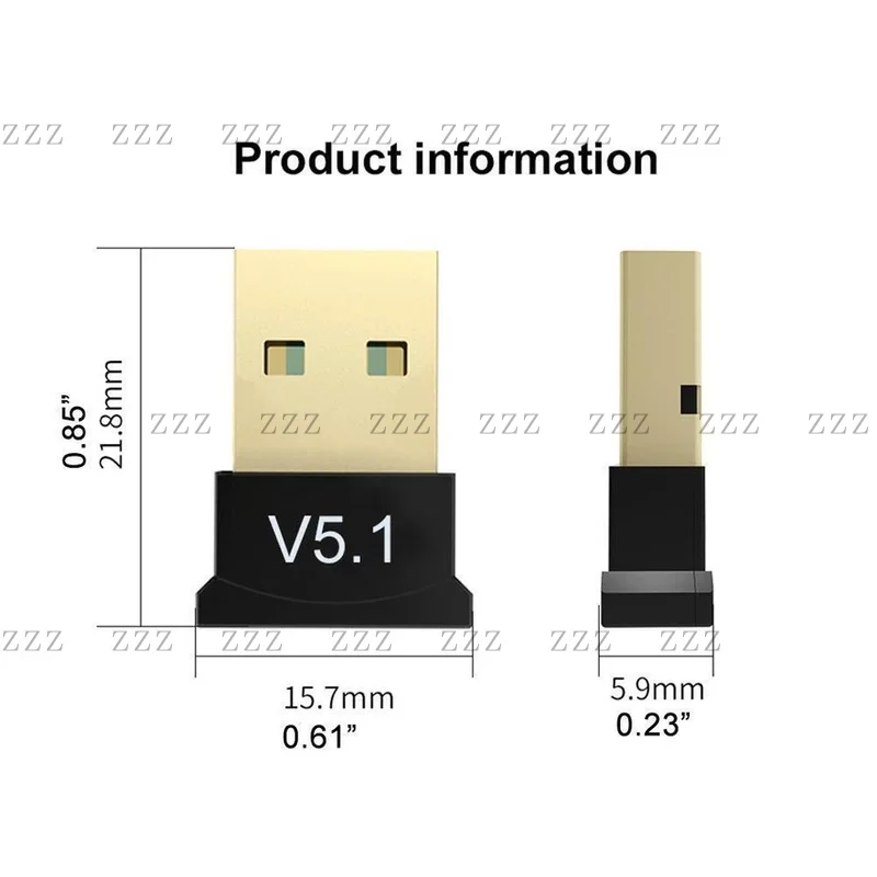 ZZ For USB 2.0 Wireless Bluetooth 5.1 Adapter Dongle Transmitter Receiver For PC Laptop