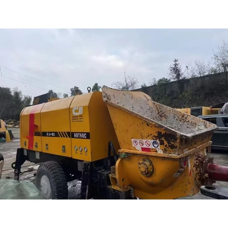 Used SANY HBT60C Concrete Pump Trailer 60 Cubic Meter Capacity Electric Cement Ready Mix Pump with Core Engine