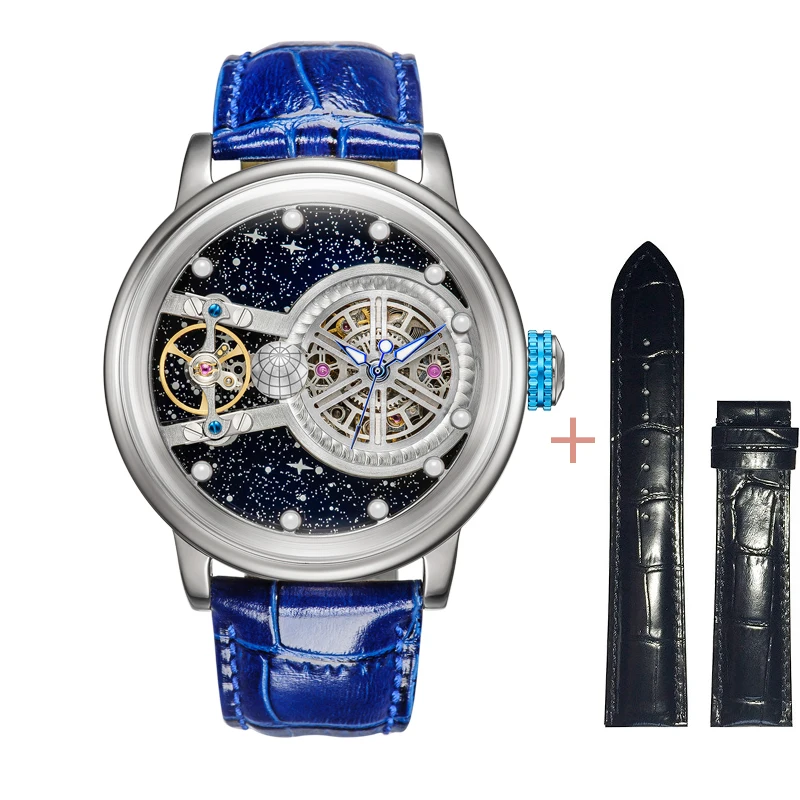 

HANBORO Starry Sky Watch For Men Mechanical Man Luxuri Clock Earth Theme Design Automat Man Watch Wristwatches Herren Uhr