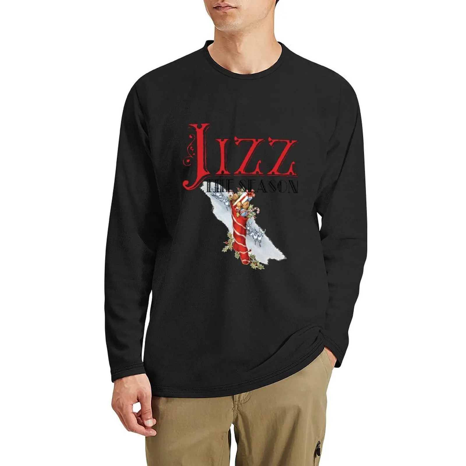 

Jizz The Season - Bareback Christmas Long T-Shirt plain t-shirt graphic t shirt tops funny t shirts for men