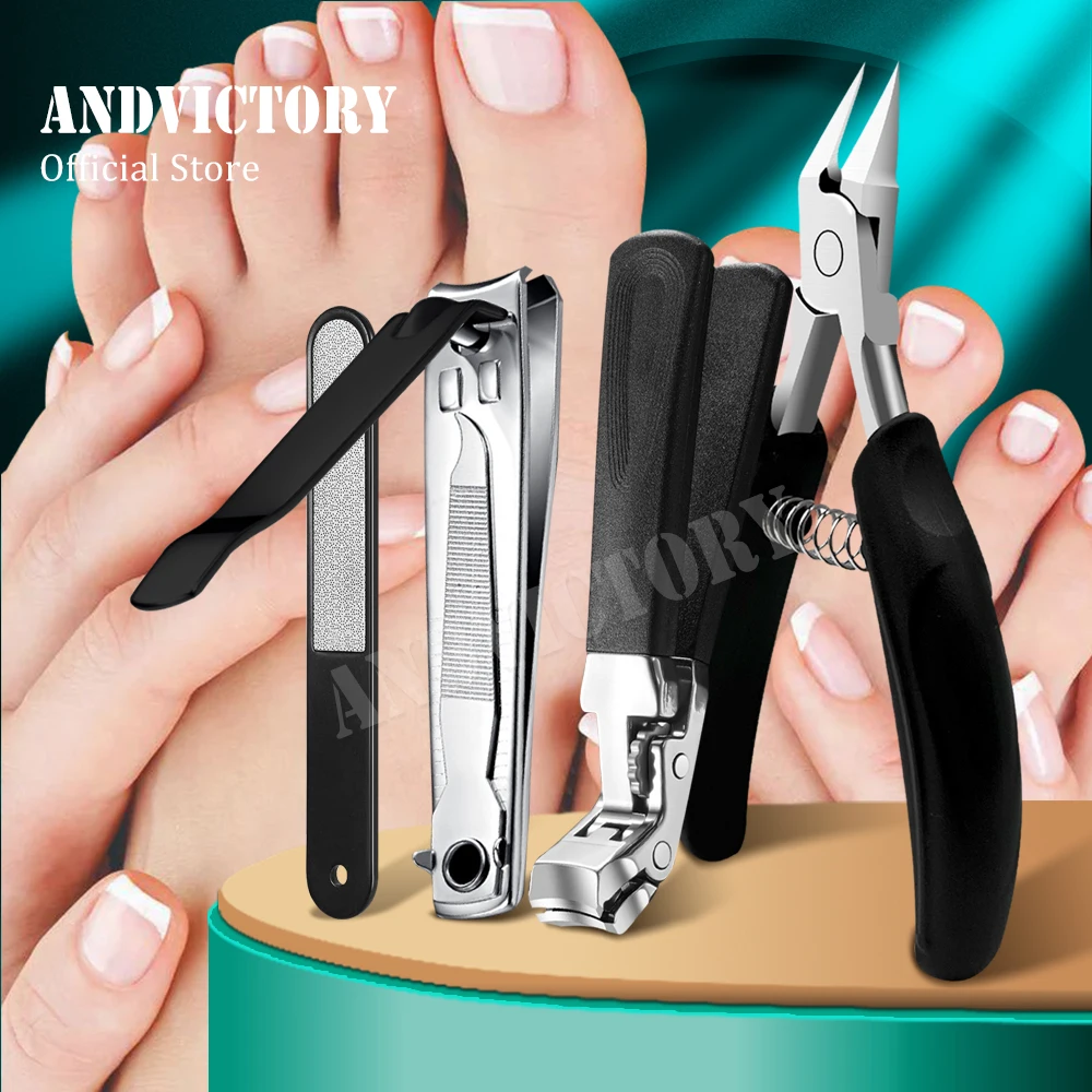 

2/4Pcs/set Toenail Nail Clippers Thick Toenails Thick Nail Clippers Long Handle Angled Head Wide Jaw Opening Nail Clippers Kit