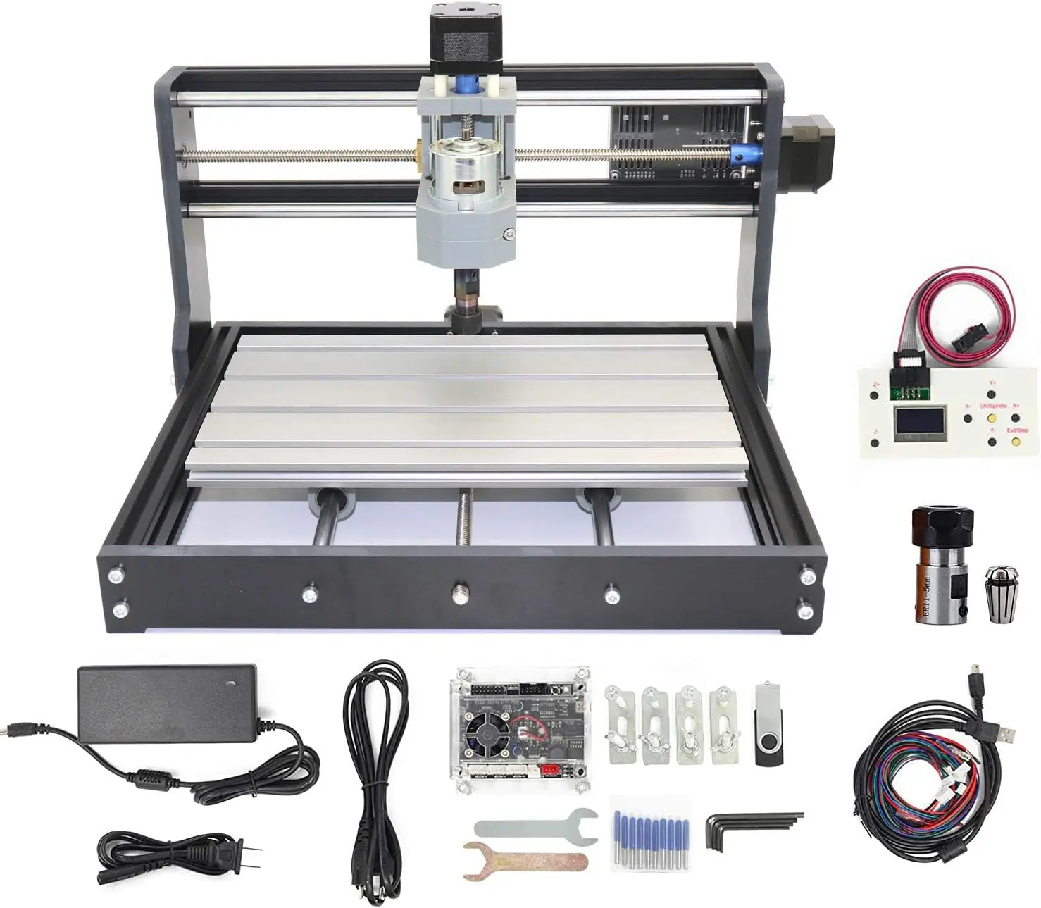 RATTMMOTOR 3018 Pro DIY CNC Router Kit+GRBL Offline Controller 3 Axis Hobby Machine Plastic Acrylic PVC PCB Wood Mini Desktop