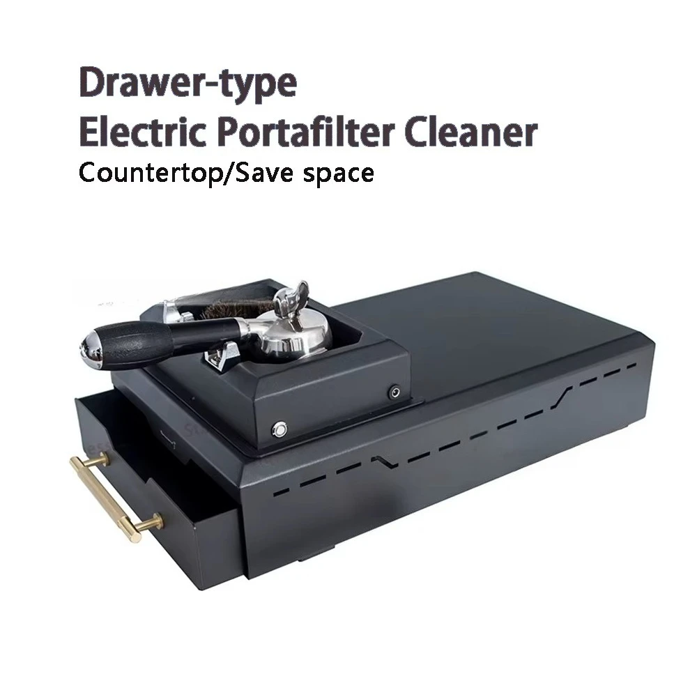 Drawer-type 58mm Automatic Coffee Portafilter Cleaner Electric Portafilter Cleaner Coffee Knock Box Drawer Coffee Residue Box