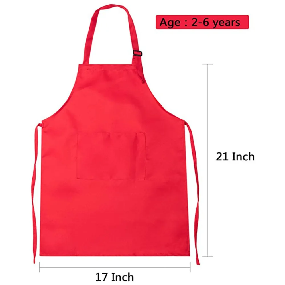 Children Chef Apron Front Pocket Bib Boys Girls Apron Kitchen Craft Kid Apron Painting Cooking Baby Pinafore Sets Children Apron view 5