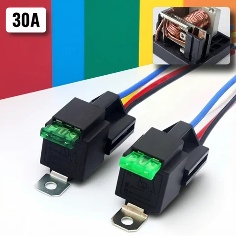 High Quality 12V DC 4 Pin Car Automotive Fused Relay 30A Normally Open Relais 40A Fuse With 4pin/5Pin  Backrest