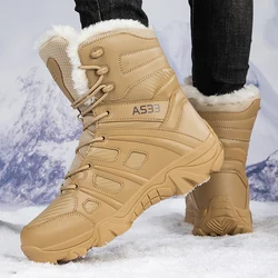 Size 36-47 Unisex Snow Boots Outdoor Off-Road Long Boots Dirt-Resistant Women Mid-Calf Boots Khaki Waterproof Winter Warm Shoes