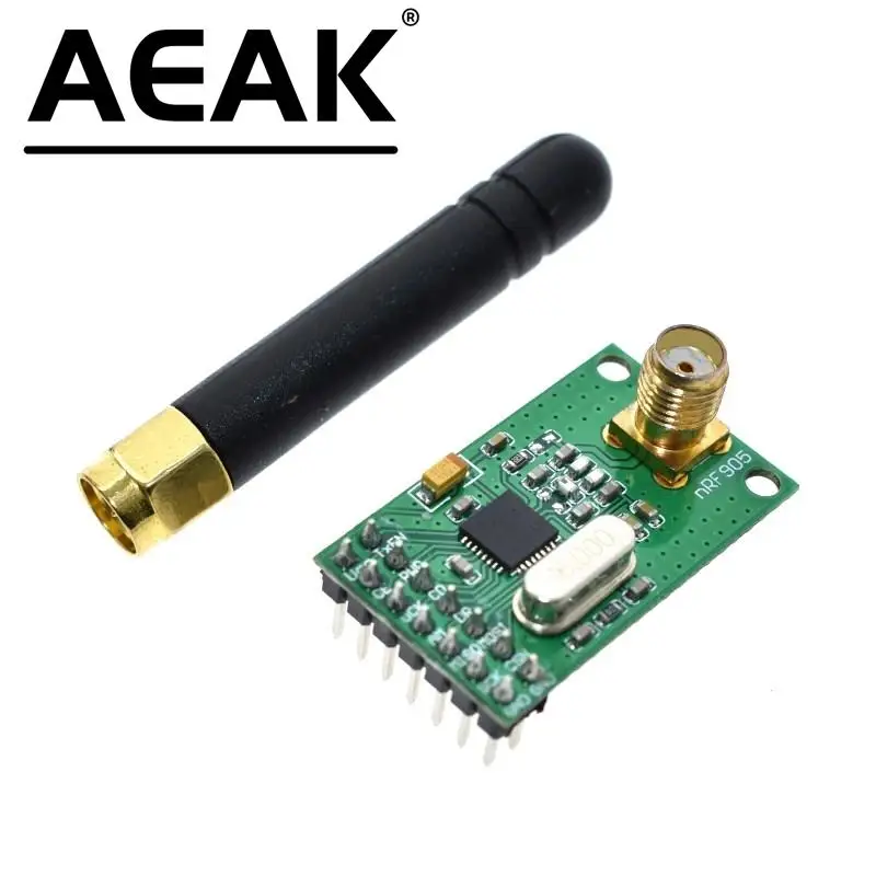 AEAK NRF905 Wireless Transceiver Module Wireless Transmitter Receiver Board NF905SE With Antenna FSK GMSK 433 868 915 MHz