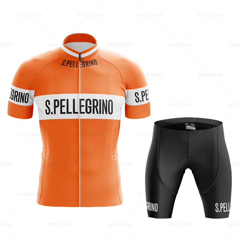 Retro Orange Cycling Jersey Set Classical Bicycle Suit Bike Bib Short Sleeve Men Bib Shorts Clothes Por Team Maillot Gel