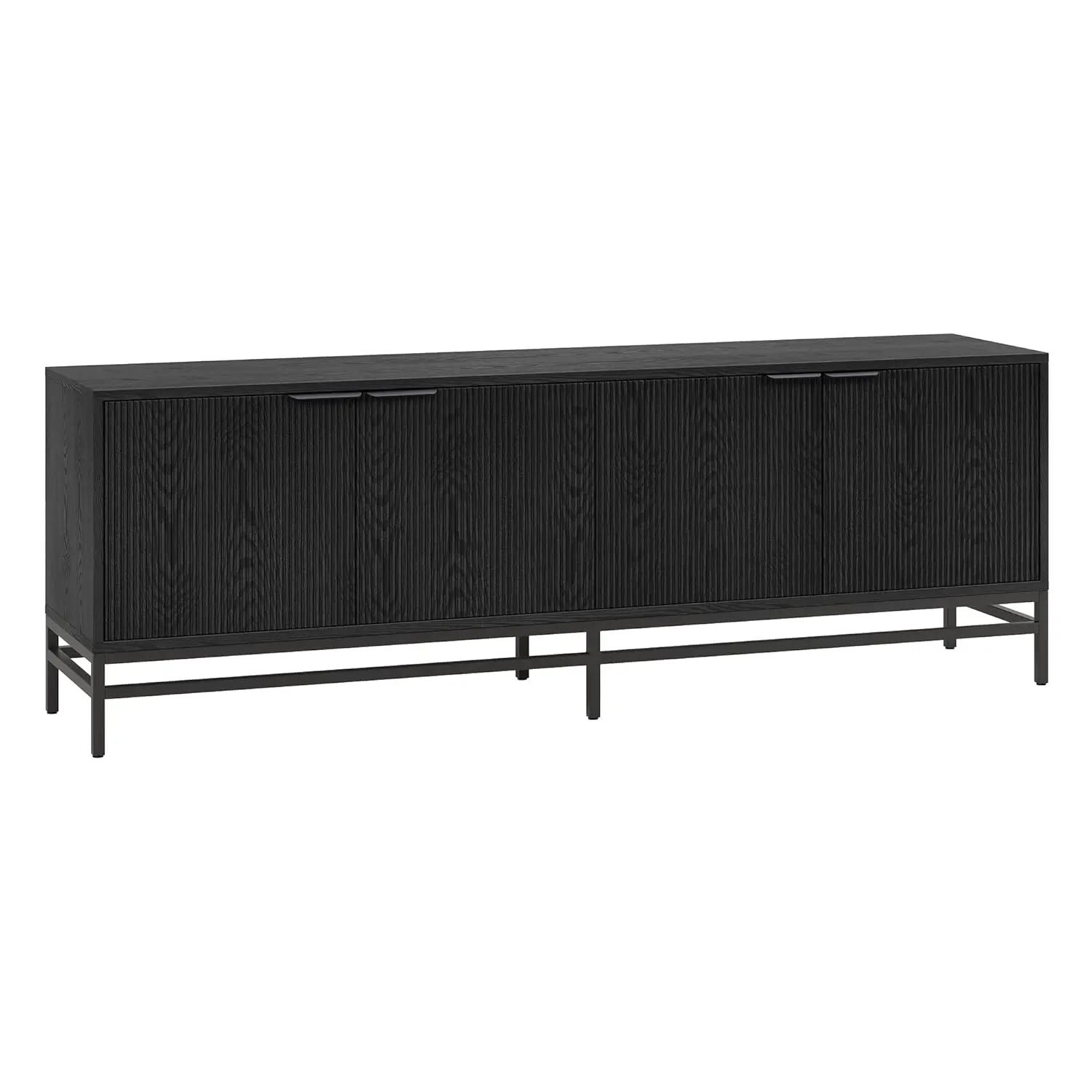

Fluted TV Stand for TVs up to 78'' with 2 Storage Cabinets and Adjustable Shelves for Living Room, Family Room, or Office, Black