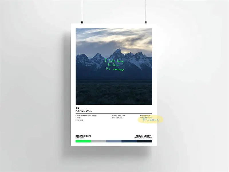 Rapper Kanye West Poster Pop Hip Hop Muziek Album Afstuderen Cover Voor Room Living Canvas Print Art Home Wall Decor Foto's Gift - afbeelding 1