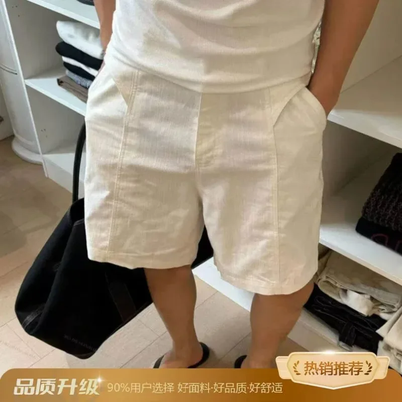 

White Pants Cotton Linen Blend Casual Men's Summer Thin Shorts Loose Straight All Match Fashion Mid Popularity Pants