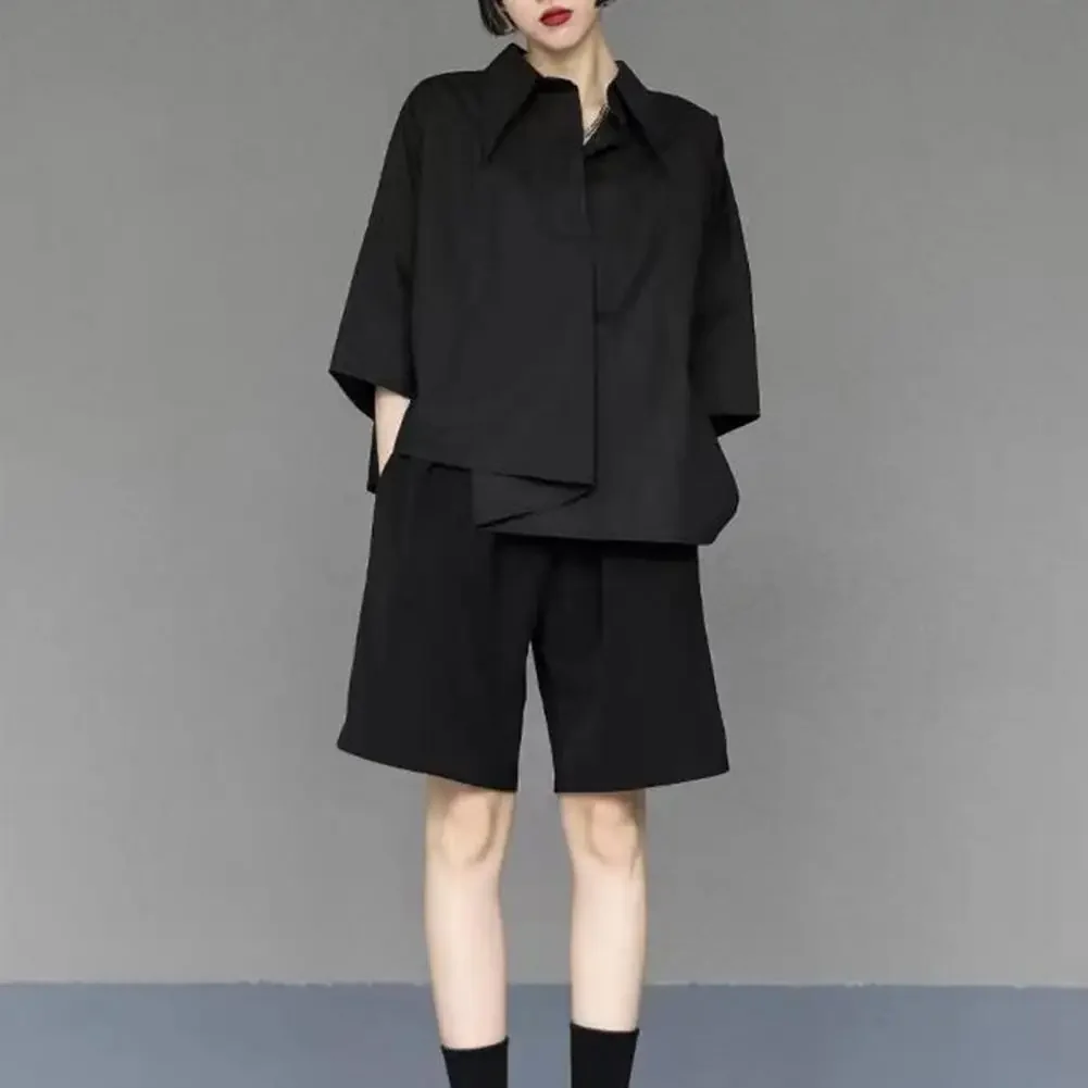 2025 ฤดูใบไม้ผลิฤดูร้อนผู้หญิงแฟชั่น Harajuku เสื้อลําลองไม่สม่ําเสมอไม่สมมาตรหลวมเสื้อ