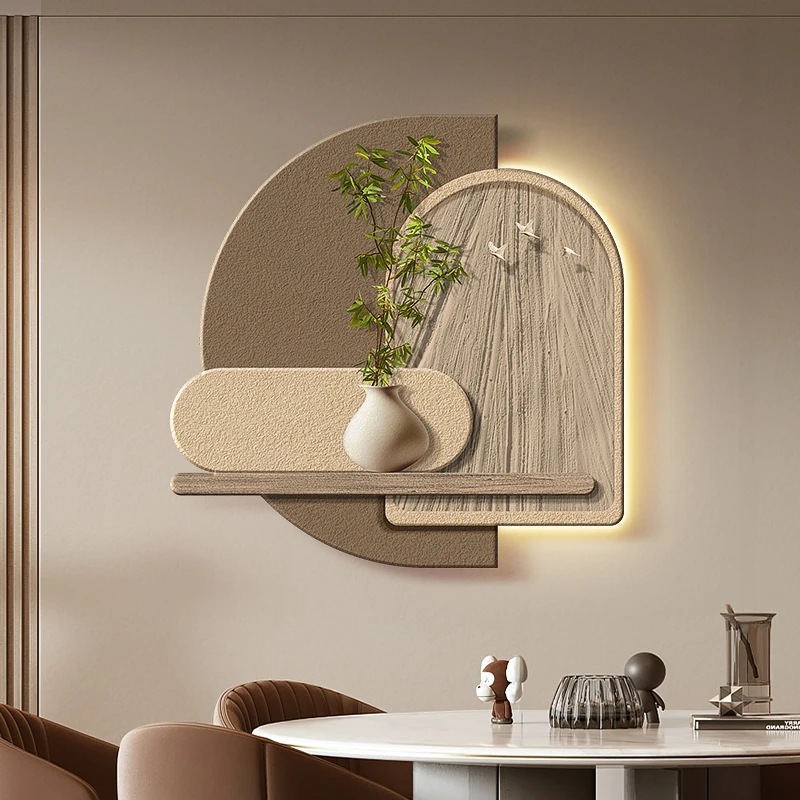 led light wabi-Sabi wind corridor hanging painting with light light porch decorative painting green plant advanced sense mural l