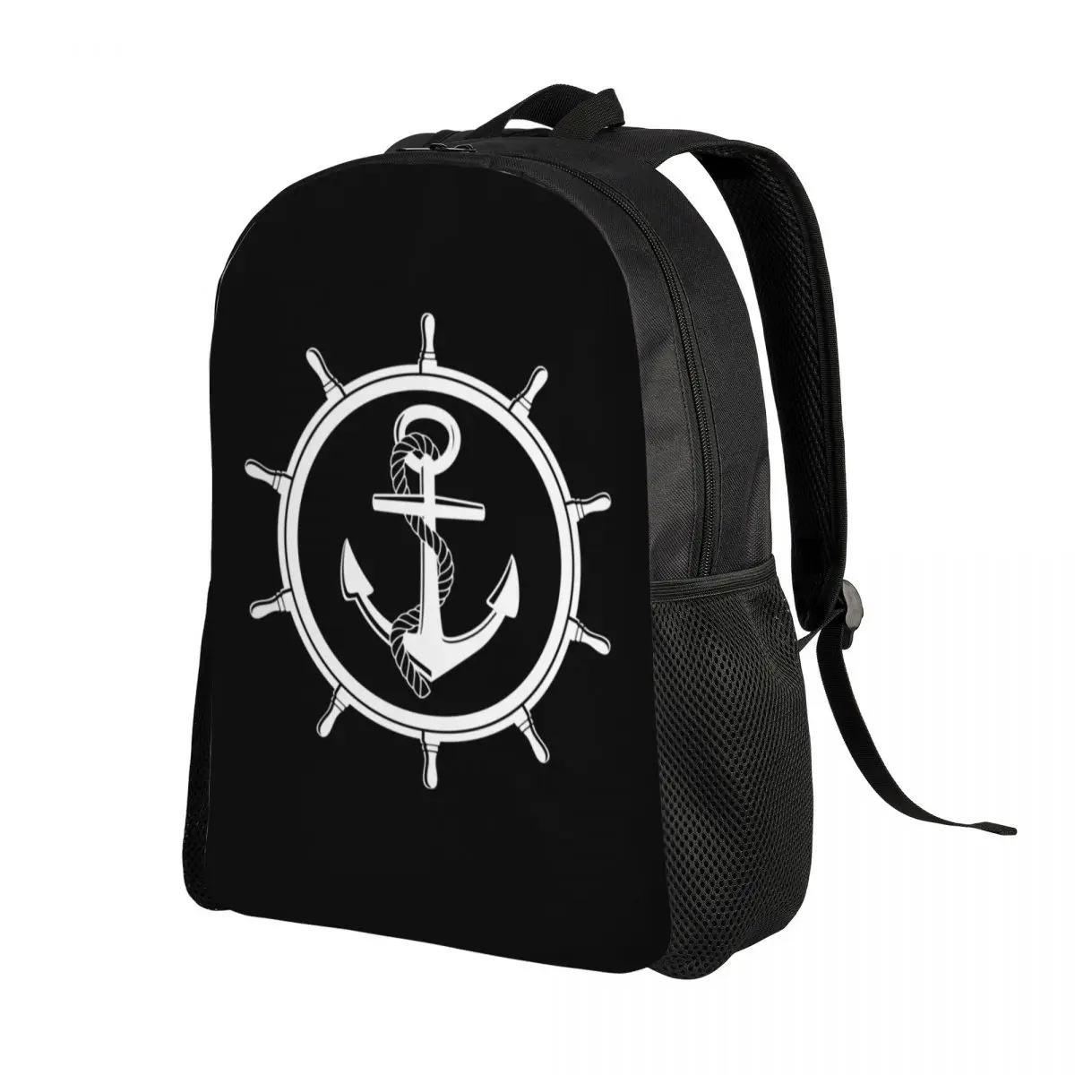 Custom Nautical Anchor Backpack for Women Men Water Resistant College School Marine Bag Printing Bookbag