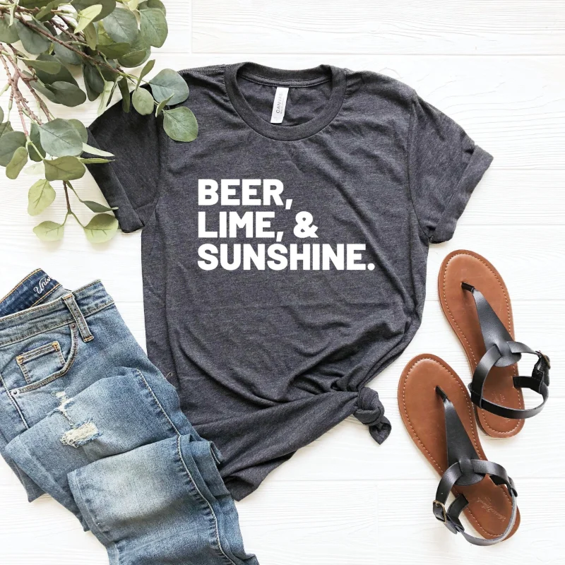 Beer lime and sunshine shirt summer vacation vaca funny drinking shirts lover day