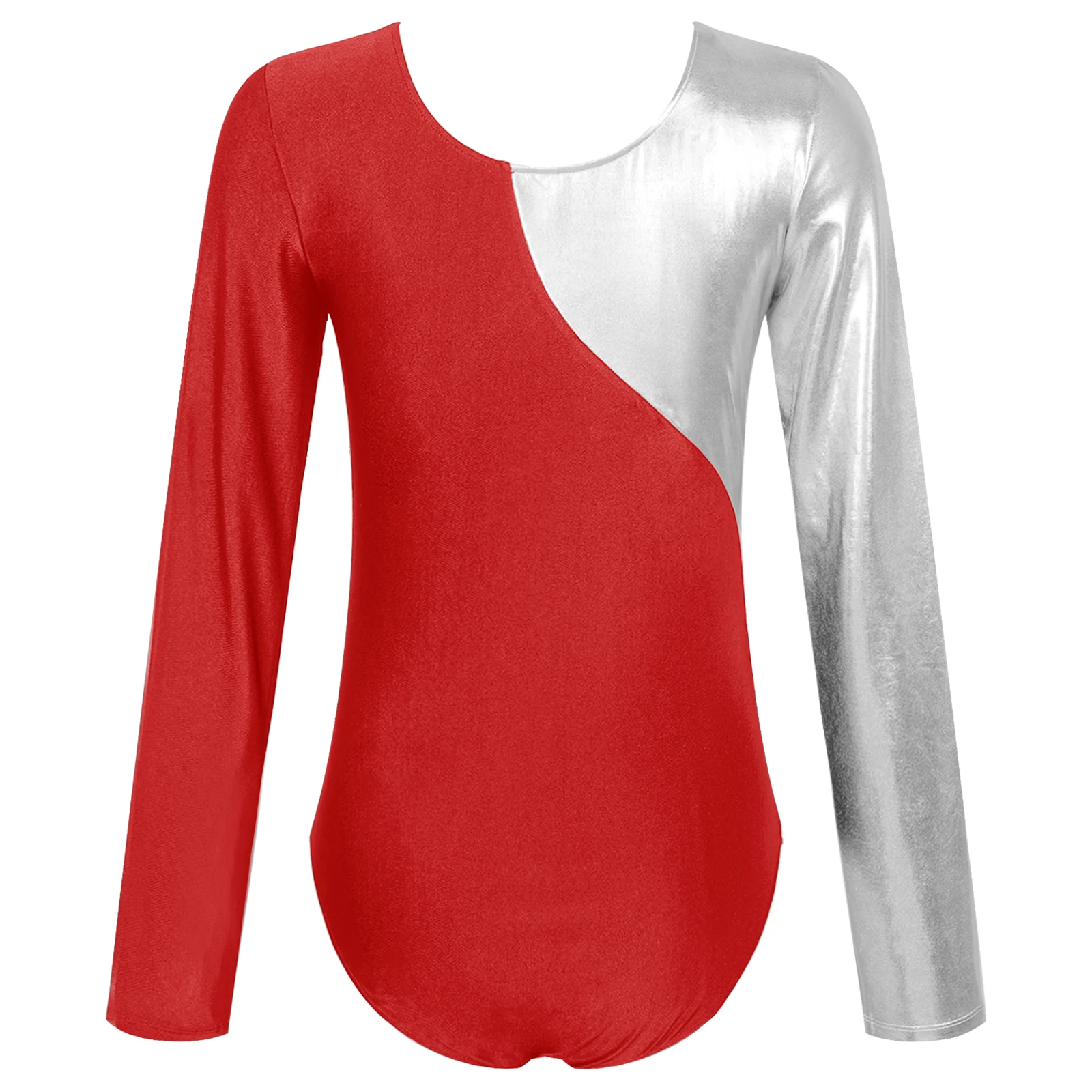 Women Gymnastics Acrobatics Leotard Ballet Dance Bodysuit Color Block Long Sleeve Figure Skating Leotard Competition Dancwear