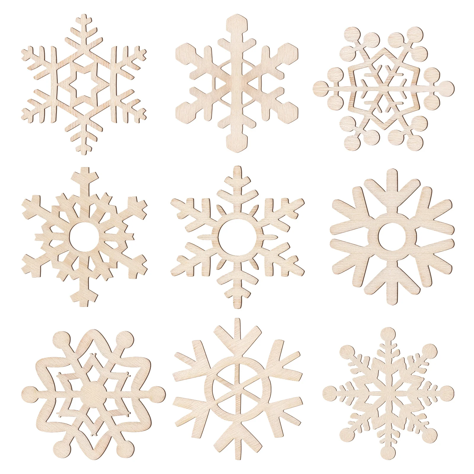 

72 pcs Snowflake Decorative Hanging Ornaments Wooden Diy Crafts Graffiti Painting Pendants For Kids Home Xmas Tree Wall Door