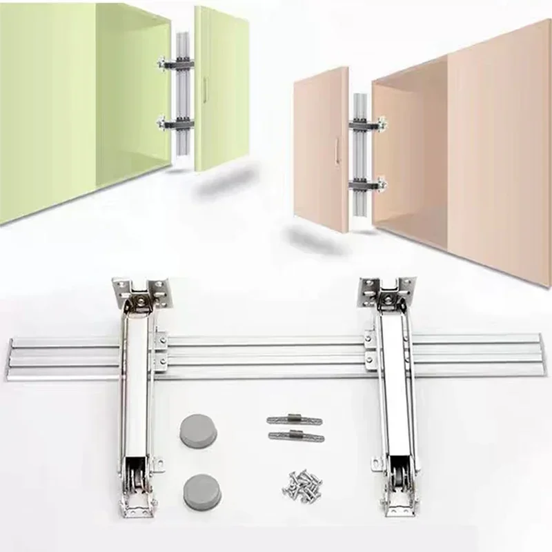 2SET Rail Hinge Cabinet Wooden Door Floor Hinges Bus Luggage Damping Buffer Folding Door Hinge External Sliding Door Slides