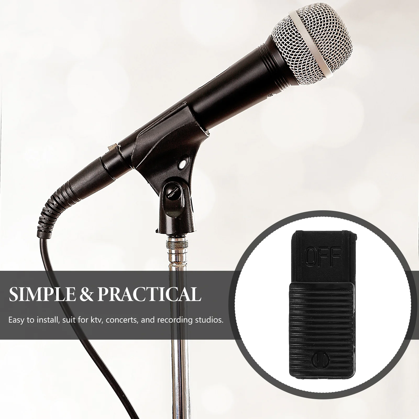 5 قطع من مفتاح الميكروفون بتصميم مدمج وخفيف الوزن لسهولة التشغيل والإيقاف في استوديو تسجيل الأداء المباشر Ktv موثوق به