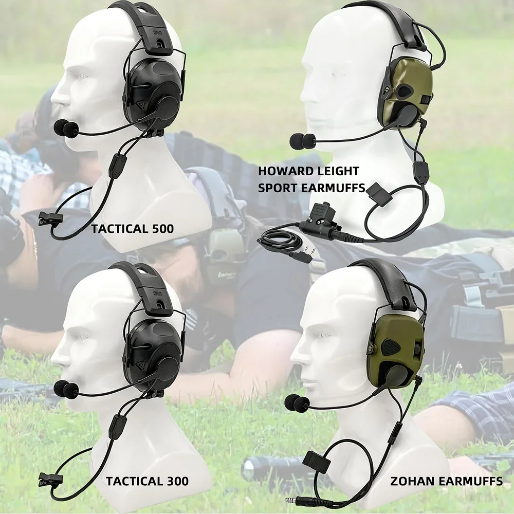 Microphone U94 PTT Y Line Kit for Howard Leight Impact /ZOHAN EM054 /SORDIN IPSC Tactical Noise Shooting Headphone Accessorie