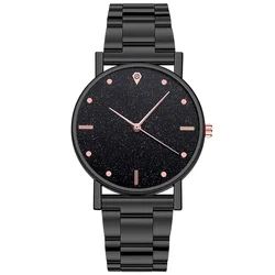 Reloj informal negro para mujer, pulsera de cuarzo analógico de acero inoxidable, marca superior de lujo, envío directo, 204