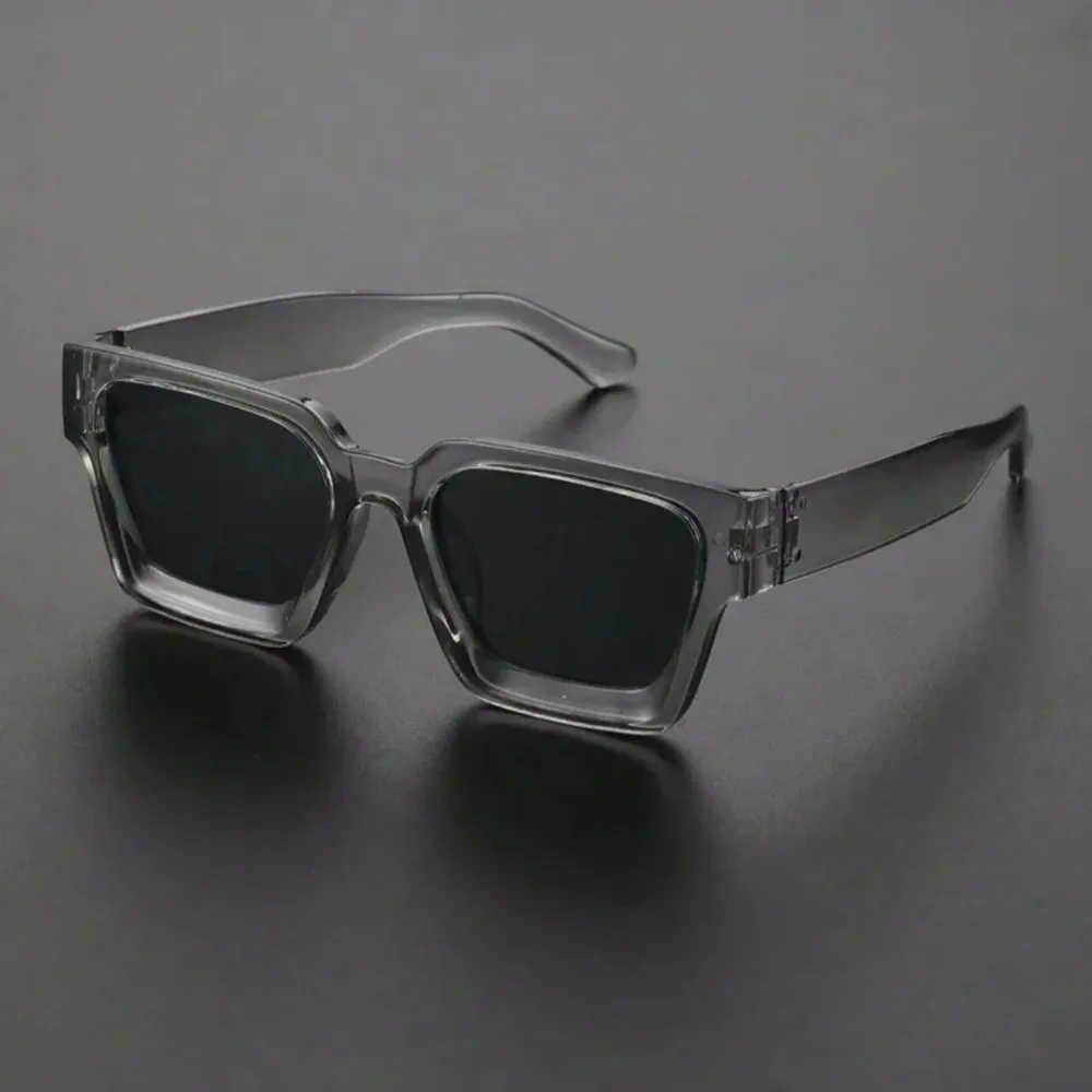 1PC Unisex Plastic Fashion Square Frame Sunglasses For Street Photography And Beach Trips Driving Accessories
