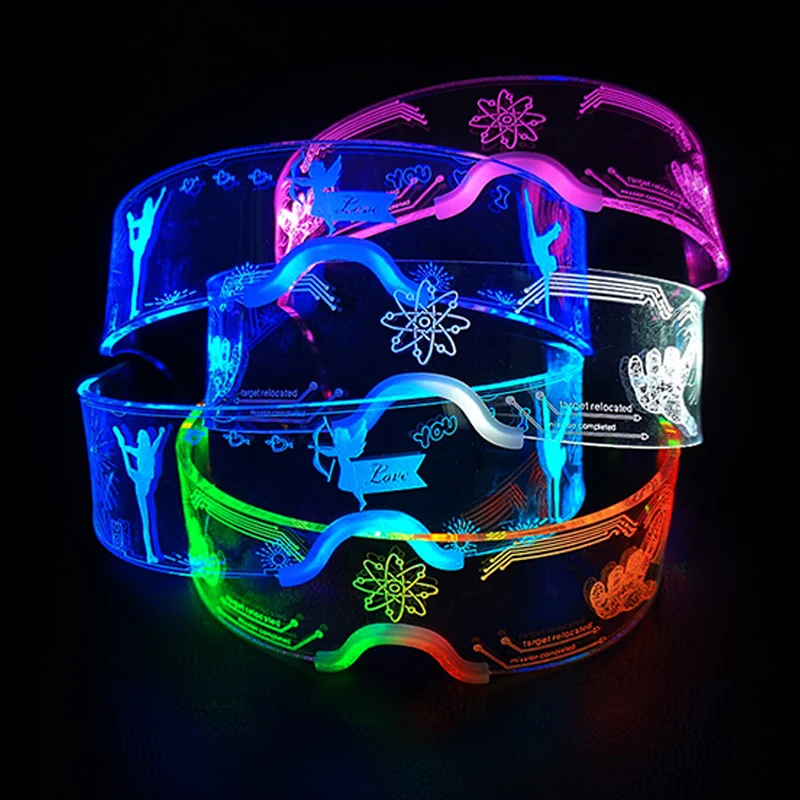 Hot LED Luminous Glasses Neon Light Up Visor Eyeglasses Bar Party Glasses For Halloween Christmas Festival Glow Party Decoration