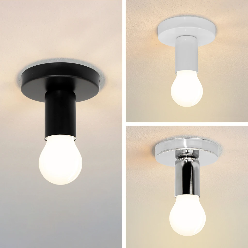 Black/White E27 Lamp Base Modern Nordic Retro Iron Lamp Decor For Living Room Bedroom Bathroom Ceiling Lamp Wall Lamp Holder