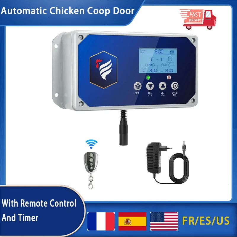 

2024 Automatic Chicken Coop Door, Programmable With Remote Control And Timer And Light Sensitive, 4kg Traction With Aluminum