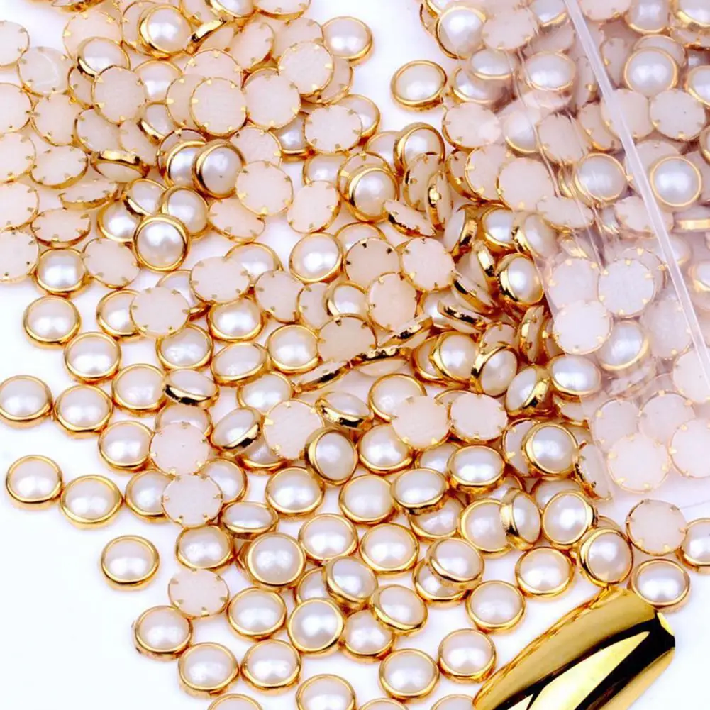 Nail Art Decorations Metal Rhinestone Nail Beads 100pcs Handcraft Half Round Diy Beauty Glitter Decoration for Nail Art Head