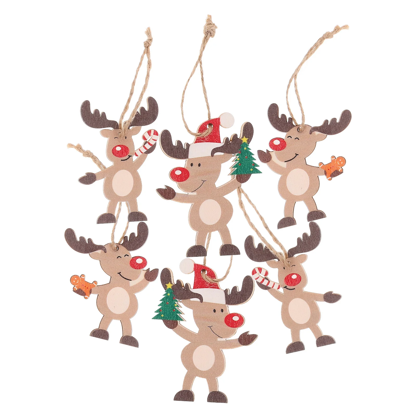 

6Pcs Christmas Hanging Ornaments Wooden Christmas Tree Decorations Rustic Xmas Party Decor Indoor Outdoor Festival Charms