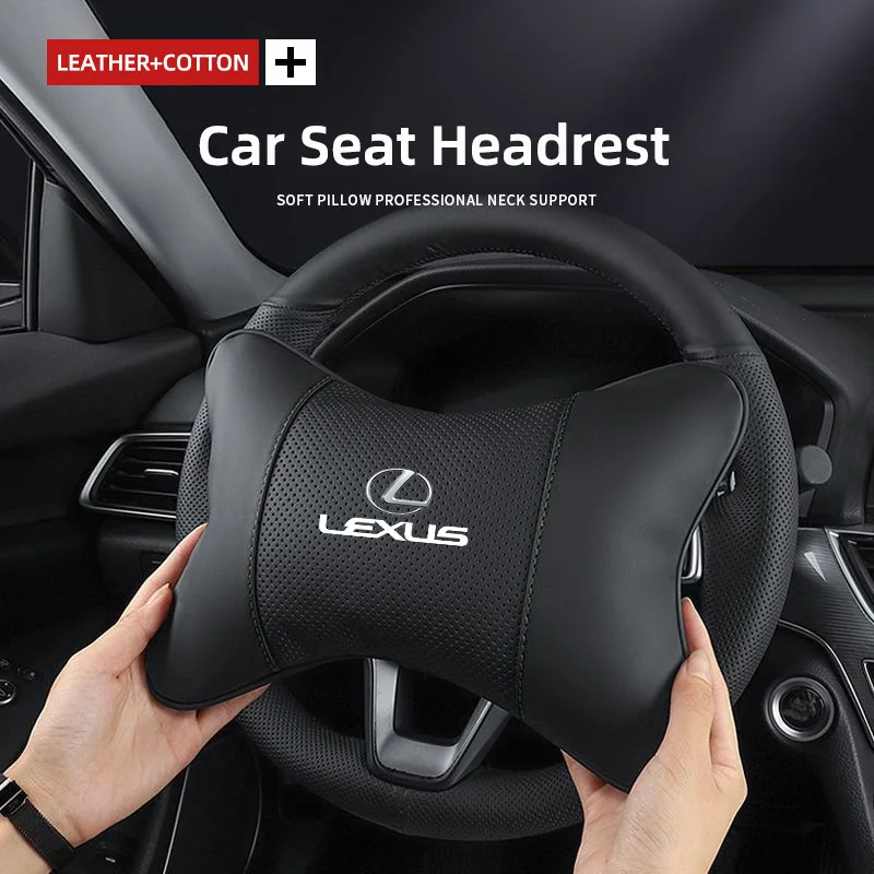 Lexus F Sport Red Suede Headrest Neck Pillows – 2-Piece Universal Interior Set