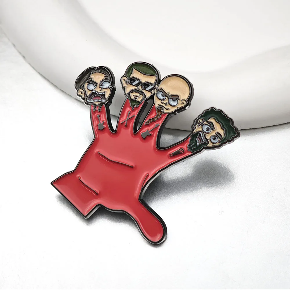 S-System of A D-Down SOAD Metall-Emaille-Anstecknadel Rockband-Logo Brosche Lustiges Rotes Hand-Maskottchen Abzeichen Reversnadeln Musik-Fan-Geschenk Schmuck – Detail 6