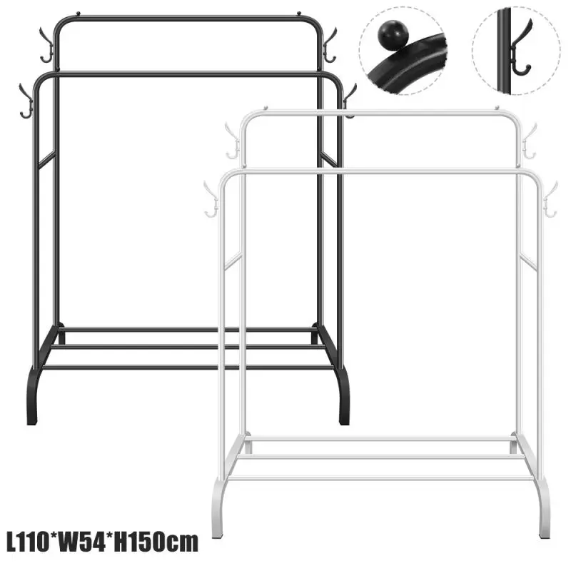 Dual Rails Stehender Kleiderständer Kleiderständer Schuhe Organizer Kleiderbügel Wohnzimmer Möbel Aufbewahrung Sh – Detail 5