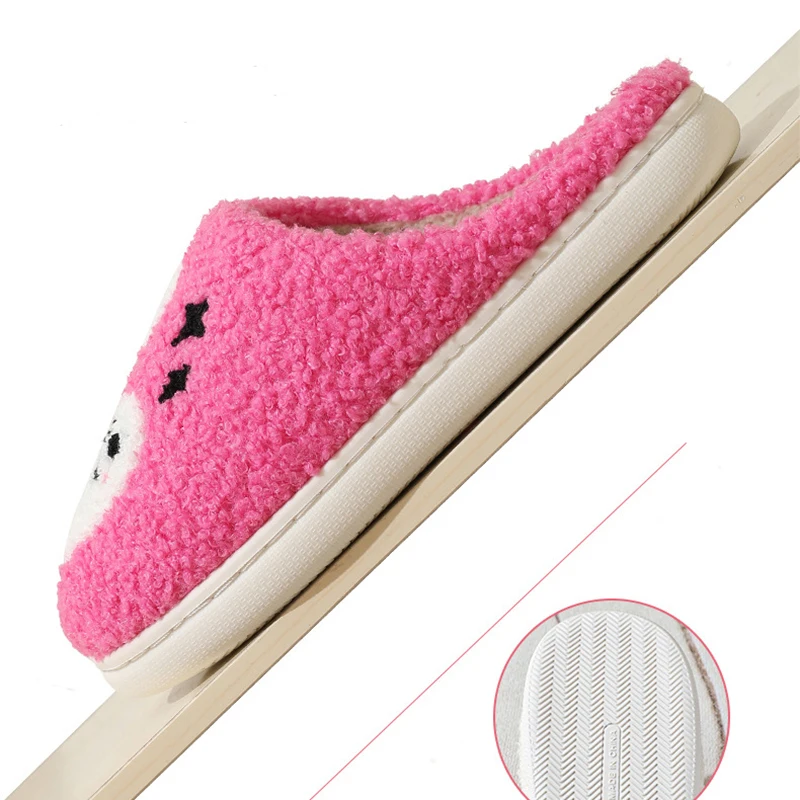 كارتون شبح نعال من القطن للنساء 2025 ضوء جولة تو هالوين المرأة النعال فو الفراء الدافئة أفخم المنزل الشرائح امرأة