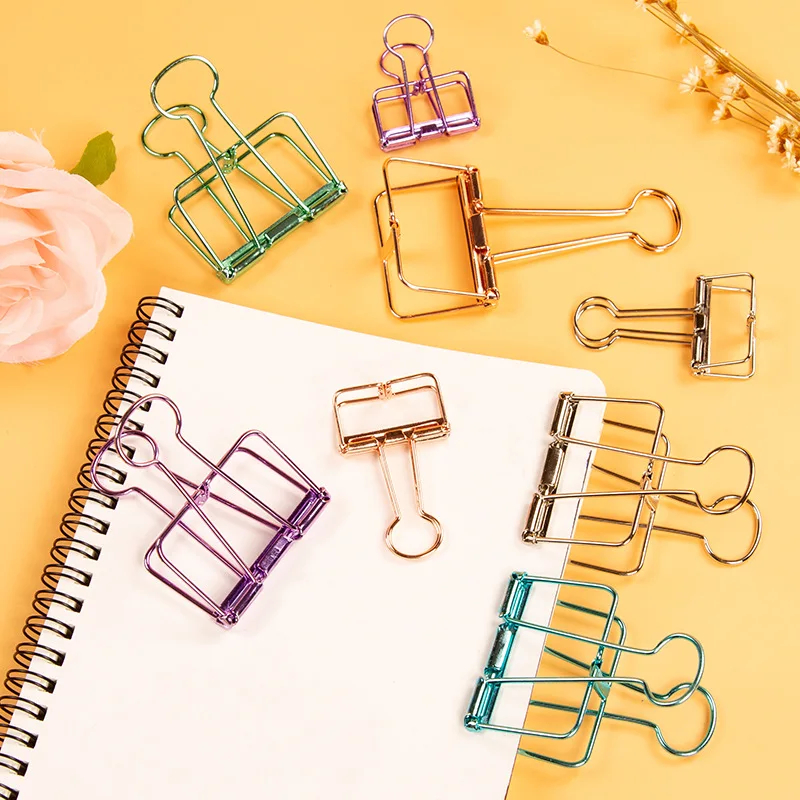 Luxury high quality 19mm 32mm 51mm Multicolor Metal Binder Clip Clamp Paper Bookmark Clips Student School Office Supplies