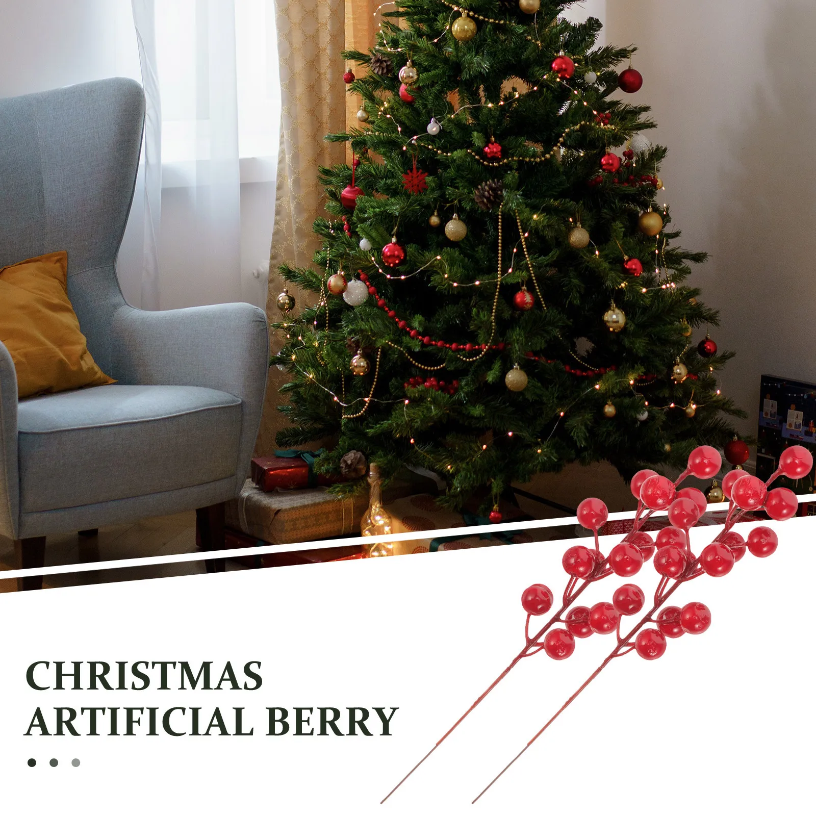

12pcs Red Picks Lifelike Artificial Berry Branches For Home Decor Christmas Tree Decoration Table Centerpiece Party Photo Prop