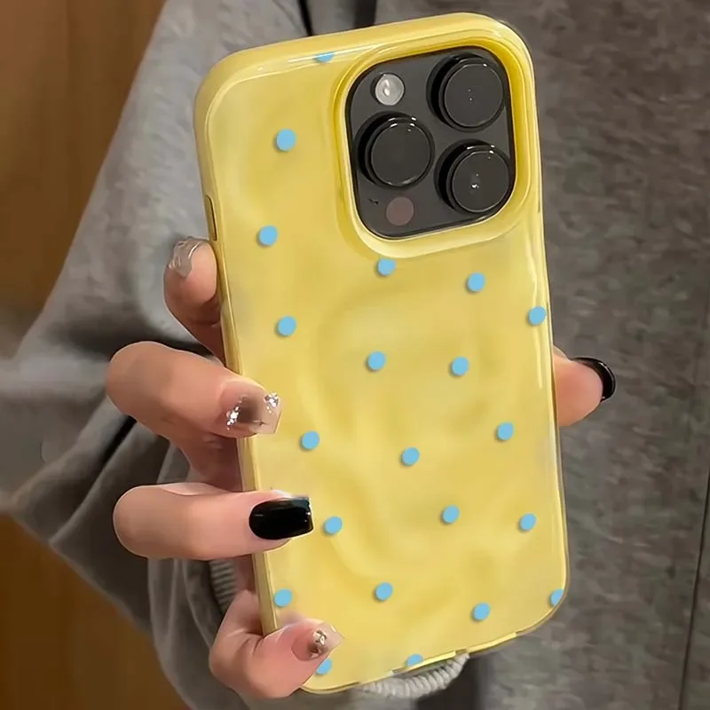 Simple Solid Color Polka Dot Phone Case for iPhone 17Air 16 15 14 13 12 11 17 Pro Max Plus Shockproof Anti-fall Protective Cover - náhled 2