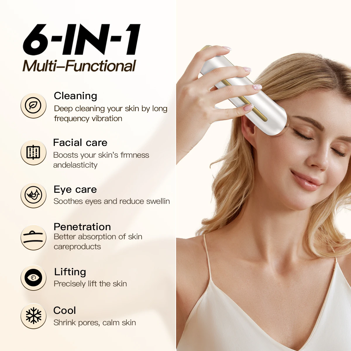 3 التروس جهاز رفع الوجه مدلك الوجه أداة تجميل العين للاستخدام المنزلي EMS جهاز تنغيم الوجه مكركرنت