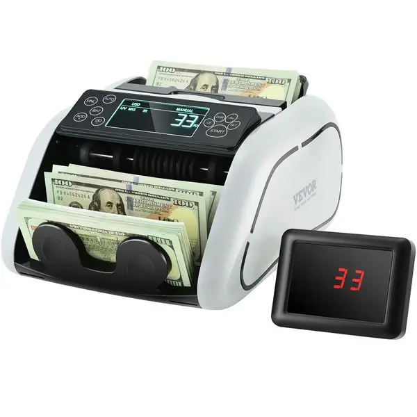 VEVOR Money Counter Machine, Bill Counter with UV, MG, IR and DD Counterfeit Detection, USD & EUR Cash Counting Machine with