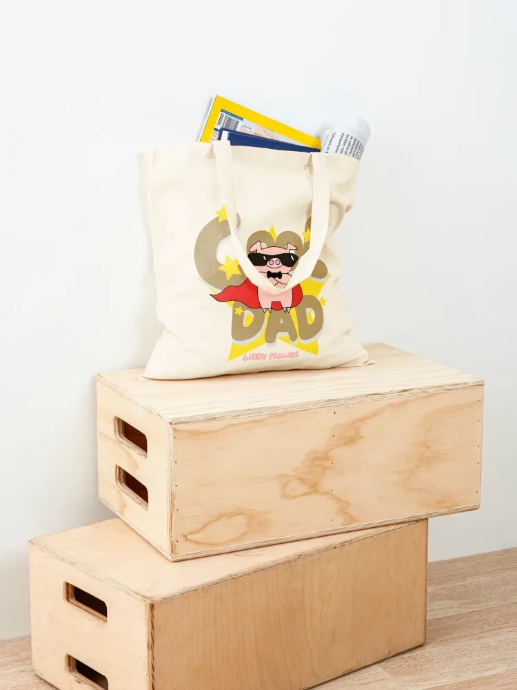 حقيبة حمل Giddy Piggies Cool Dad حقيبة حمل شخصية حقيبة سيدة قابلة لإعادة الاستخدام للتسوق للنساء الكبيرات #4