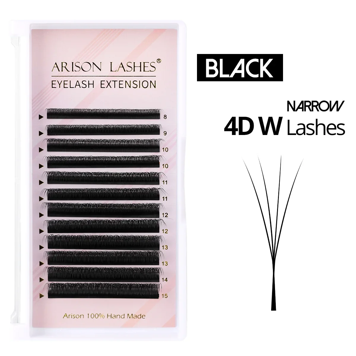 ARISON Schmale 3D/4D/5D W-Wimpernverlängerung, vorgefertigte Fächerwimpern, V-förmig, weich, matt schwarz, leicht zu greifende künstliche Wimpern