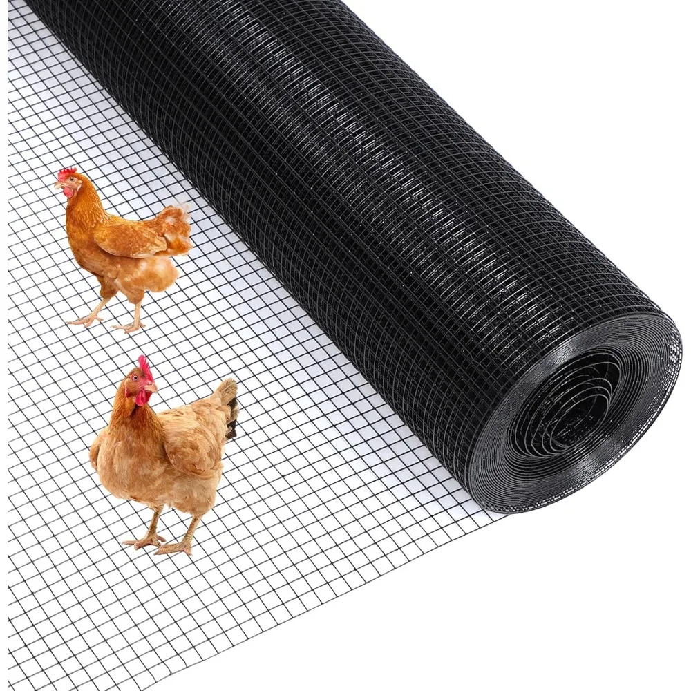 

1/2" 48"*50' Black Hardware Cloth, 19 Gauge PVC Coated Wire Mesh Vinyl Coated Fence, Chicken Wire Fencing Roll, for Chicken Coop