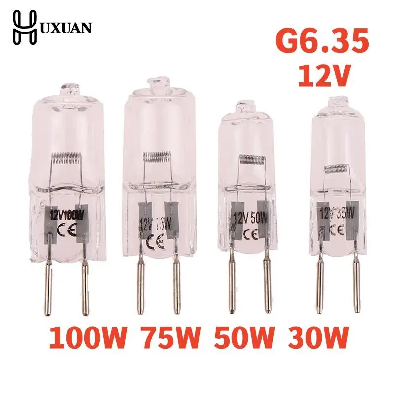 

1pcs 12V G6.35 35W 50W 75W 100W Halogen Lamp Beads Suitable For Aromatherapy Lamp Crystal Lamp Projector 2pin Bulb