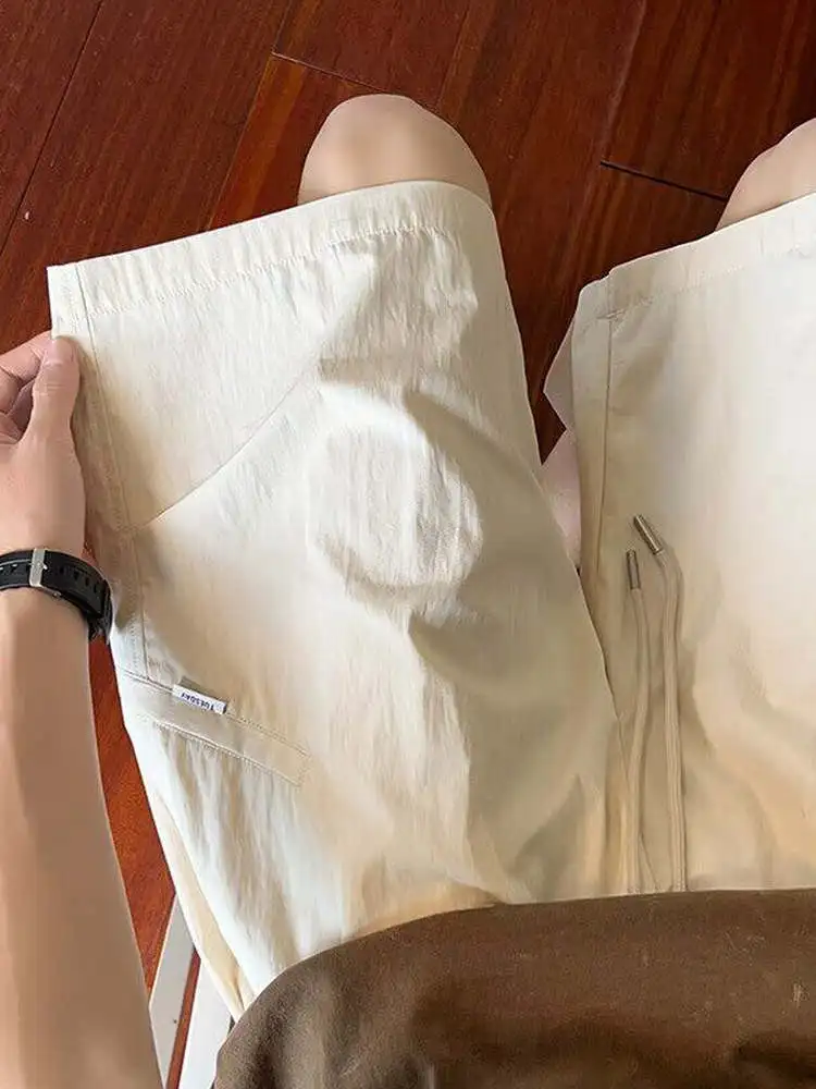 

Men's Outdoor Qui Dry Ice Silk orts Summer Thin Breathable Cool Feeling Casual Beach Pants Loose Straight Leg Cargo orts