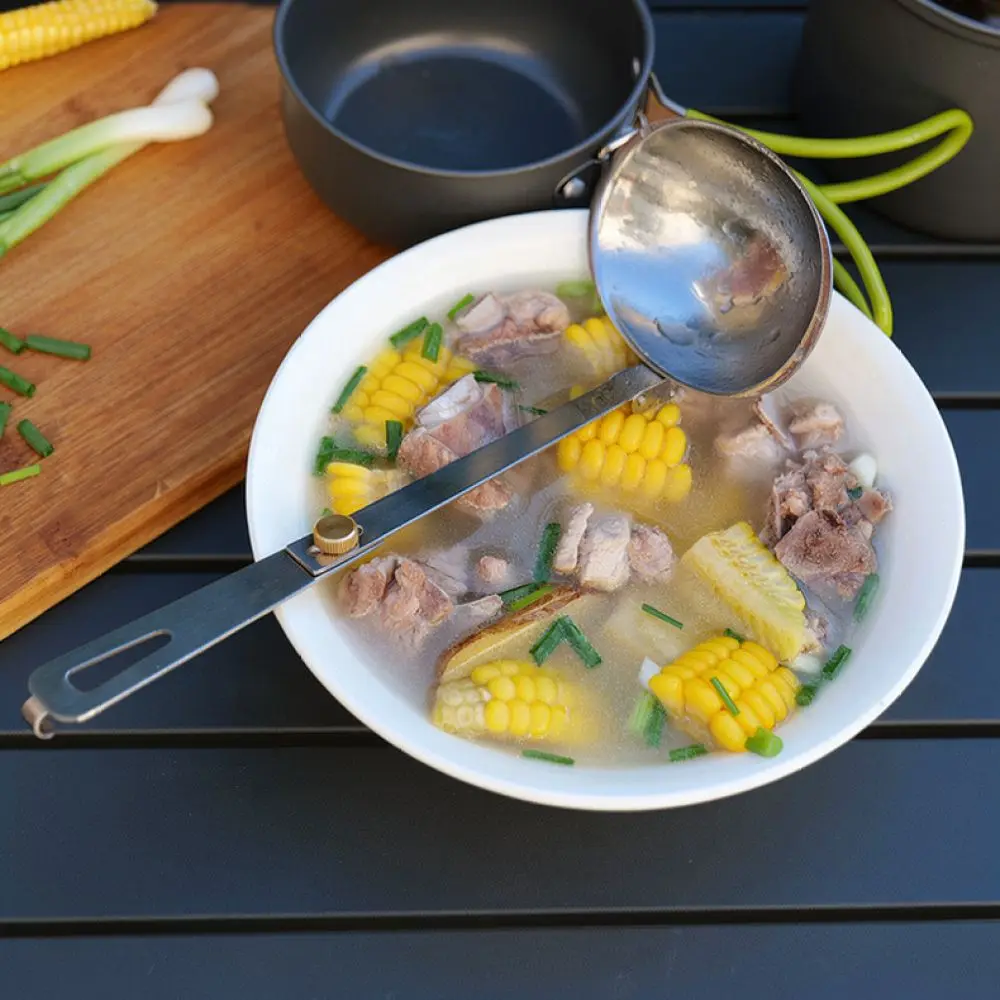 Outdoor Camping Folding Soup Ladle For Campleader Stainless Steel Portable Cooking Gear Picnic Hiking Long Handle Tableware