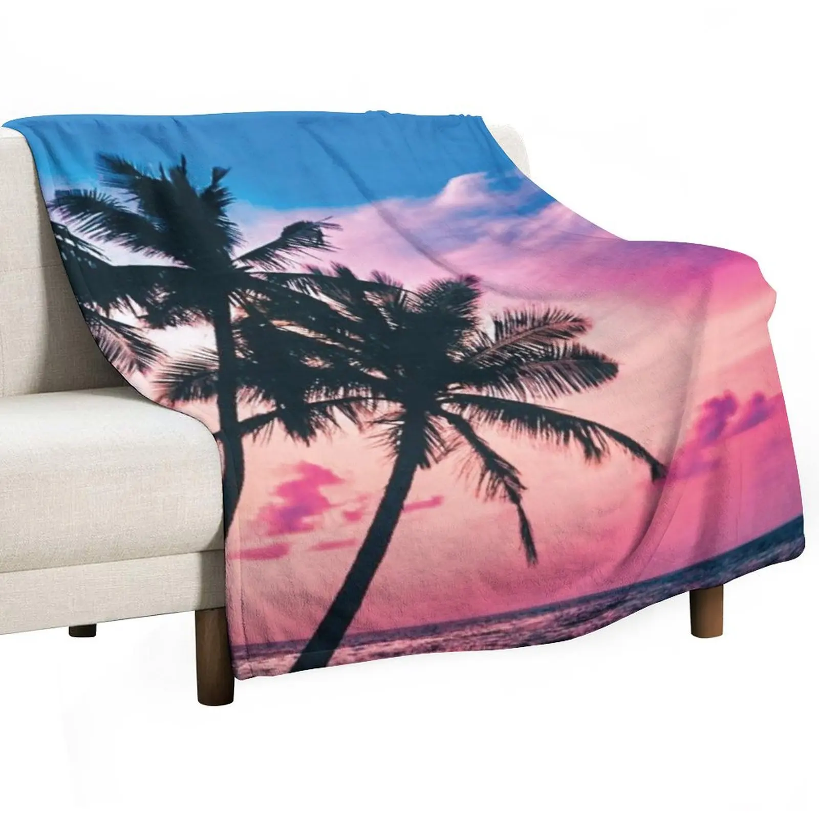 

palm tree Throw Blanket valentine gift ideas Nap Soft Plaid Summer Beddings Blankets