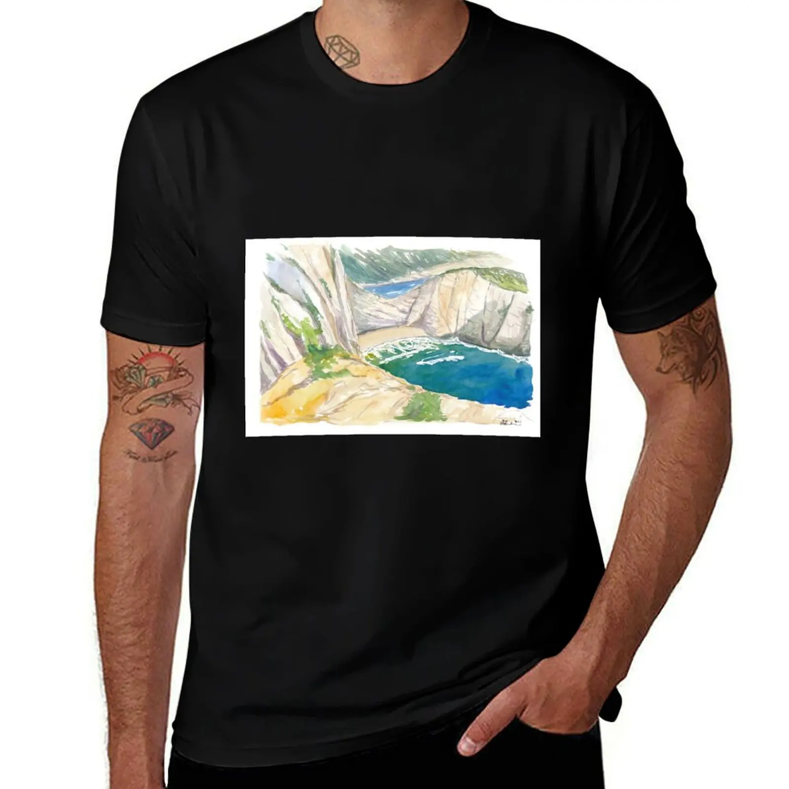 Zakynthos Greece Blue Turquoise Dreams at Navagio Shipwreck Beach T-Shirt t shirts for man cotton soft T-Shirt