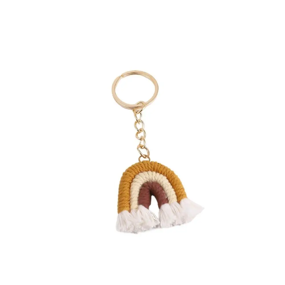 Tassels Pendant Three Color Rainbow Key Chain Pretty Fashion Handmade Woven Key Ring Portable Durable Knitted Rainbow Keychain